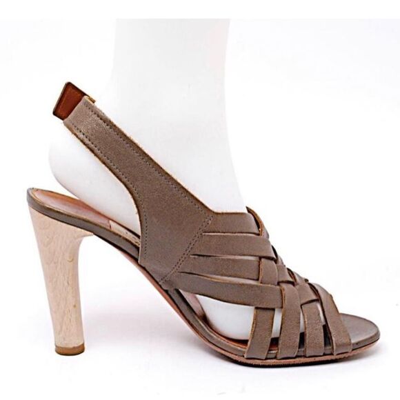 Lanvin Vintage Leather Olive Brown Gladiator Woven Cone Heel Sandals - Picture 5 of 16